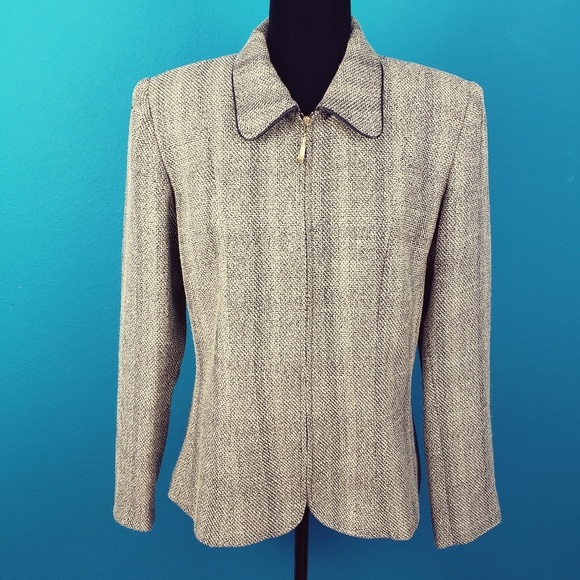 🟤🍂 INDIVIDUALS by FRAMEWORK Tweed Blazer / Jacket w/ Leather Accents - Picture 1 of 8